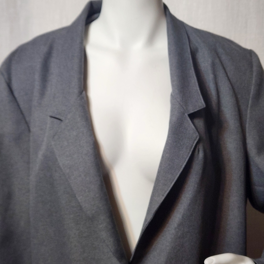 Neutral Gray Blazer Solid Gray 1 Button Style Siz… - image 3